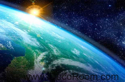 Image of Earth Planet Sunlight Sun Rise Wallpaper Wall Decals Wall Art Print Business Kids Wall Paper Nursery Mural Home Decor Removable Wall Stickers Ceiling Decal