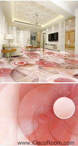 Image of Pink Flower Circle 00056 Floor Decals 3D Wallpaper Wall Mural Stickers Print Art Bathroom Decor Living Room Kitchen Waterproof Business Home Office Gift