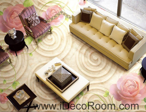 Image of Rose Flower Swirl 00079 Floor Decals 3D Wallpaper Wall Mural Stickers Print Art Bathroom Decor Living Room Kitchen Waterproof Business Home Office Gift