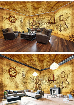 Pirates of the Caribbean retro entire room wallpaper wall mural decal IDCQW-000047