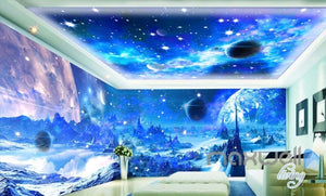 3D Moon Surface Earth Planet Entire Living Room Wallpaper Wall Mural Art Decor  IDCQW-000188