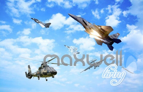 Image of 3D Plane Tank Break Wall Entire Living Room Bedroom Wallpaper Wall Mural Art IDCQW-000280