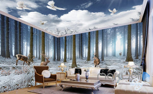 3D Winter Forest Erk Entire Living Room Bedroom Wallpaper Wall Mural Art Prints IDCQW-000289