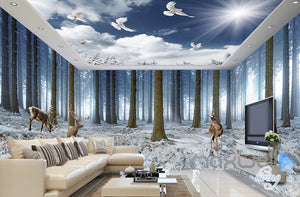 3D Winter Forest Erk Entire Living Room Bedroom Wallpaper Wall Mural Art Prints IDCQW-000289