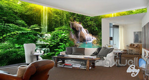 3D Waterfall Pond Fish Entire Living Room Bedroom Wallpaper Wall Mural Decal Art Prints IDCQW-000305