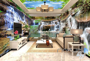 3D Long Waterfall Pond Entire Living Room Business Wallpaper Wall Decal Mural IDCQW-000308