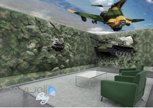 3D Tank Break Wall Air Force Sky Wall Murals Wallpaper Decals Art Prints Decor IDCQW-000322