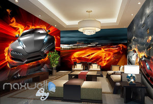 3D Racing Car Flame Wall Murals Wallpaper Paper Art Print Decor IDCQW-000368