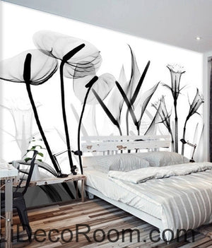 Beautiful dream black and white art calla lily tulip transparent wall art wall decor mural wallpaper wall  IDCWP-000087