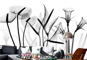 Beautiful dream black and white art calla lily tulip transparent wall art wall decor mural wallpaper wall  IDCWP-000087