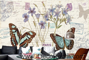 Fresh and beautiful flowers Butterfly Hydrangea English oil painting effect wall art wall decor mural wallpaper wall  IDCWP-000127