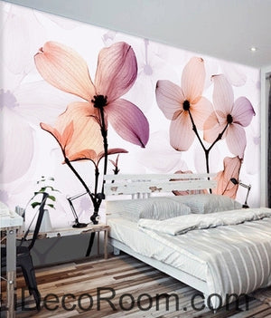 A beautiful dream fresh and romantic light purple bloom transparent transparent wall art wall decor mural wallpaper wall  IDCWP-000130