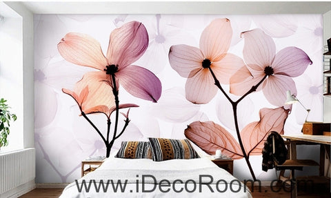 Image of A beautiful dream fresh and romantic light purple bloom transparent transparent wall art wall decor mural wallpaper wall  IDCWP-000130