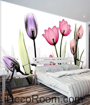 A beautiful dream fresh and colorful in full bloom transparent tulips wall art wall decor mural wallpaper wall  IDCWP-000148