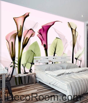 A beautiful dream romantic warm multicolored blooming calla lily transparent wall art wall decor mural wallpaper wall  IDCWP-000166