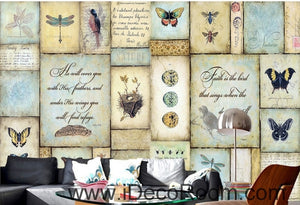 Small fresh dragonfly butterfly bird bird English box painting wall art wall decor mural wallpaper wall  IDCWP-000177