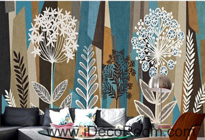 Fresh national wind pattern flower chive flower eucalyptus oil painting effect wall art wall decor mural wallpaper wall  IDCWP-000178