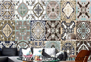 Retro ethnic pattern box splice painting wall art wall decor mural wallpaper wall  IDCWP-000191