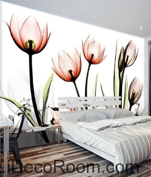 A beautiful dream fresh pink bloom tulips transparent wall art wall decor mural wallpaper wall  IDCWP-000213