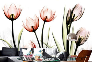 A beautiful dream fresh pink bloom tulips transparent wall art wall decor mural wallpaper wall  IDCWP-000213