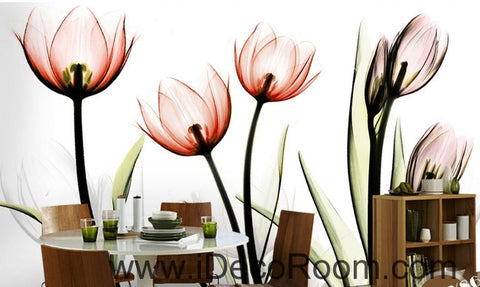 Image of A beautiful dream fresh pink bloom tulips transparent wall art wall decor mural wallpaper wall  IDCWP-000213