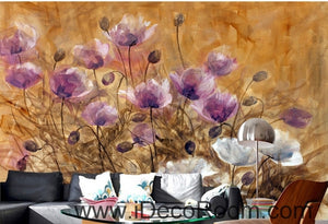 A beautiful dream romantic bloom pink poppy oil painting effect wall art wall decor mural wallpaper wall  IDCWP-000228