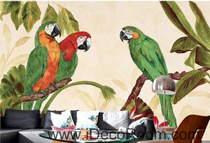 Pastoral Retro Tropical Rainforest Three Parrot oil painting effects wall art wall decor mural wallpaper wall s IDCWP-000240