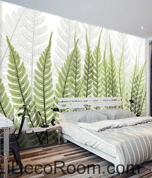 Beautiful dream fresh green ferns transparent leaf wall art wall decor mural wallpaper wall  IDCWP-000243