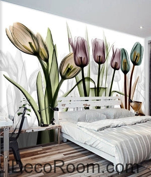 A beautiful dream fresh and colorful in full bloom transparent tulips wall art wall decor mural wallpaper wall  IDCWP-000246