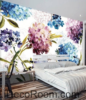 A beautiful dream of fresh and in full bloom color hydrangea oil painting effect wall art wall decor mural wallpaper wall  IDCWP-000281