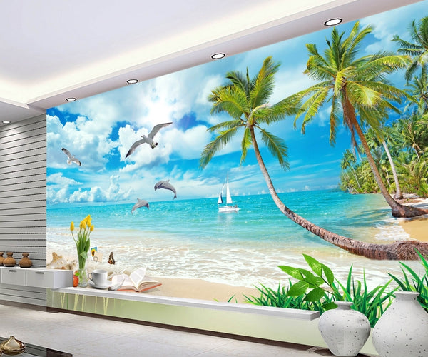 Dolphin Bay Lovers Hawaii Mediterranean Landscape Wallpaper IDCWP-DZ-0 ...