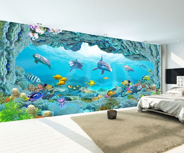 Underwater World Dolphin 3D Sea House Living Room Wallpaper IDCWP-DZ-0 ...