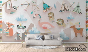 Cute animal forest cartoon wallpaper wall murals IDCWP-HL-000039