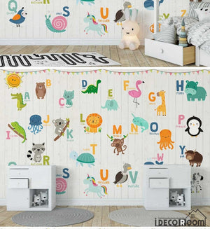 Nordic Cartoon Animal 26 Letter Theme wallpaper wall murals IDCWP-HL-000044