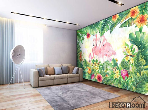 Image of Nordic style tropical plant Flamingo  wallpaper wall murals IDCWP-HL-000053