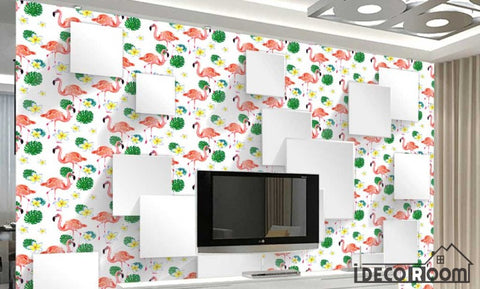 Image of Nordic fashion leaves Flamingo wallpaper wall murals IDCWP-HL-000057