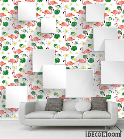 Image of Nordic fashion leaves Flamingo wallpaper wall murals IDCWP-HL-000057