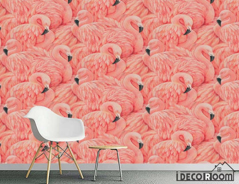 Image of red fire flamingo European wallpaper wall murals IDCWP-HL-000066