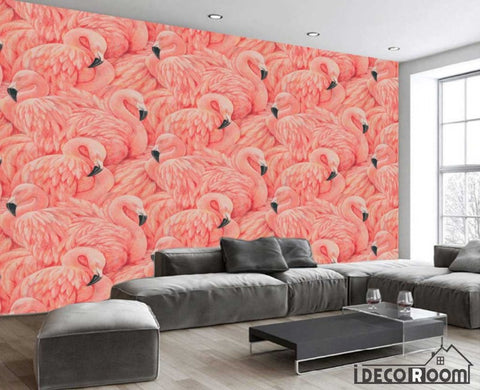 Image of red fire flamingo European wallpaper wall murals IDCWP-HL-000066