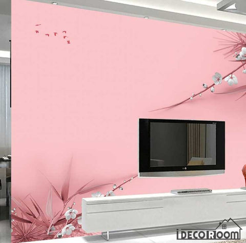 Image of pink flamingo plant wallpaper wall murals IDCWP-HL-000075