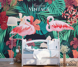 Nordic  tropical flamingo sofa wallpaper wall murals IDCWP-HL-000078