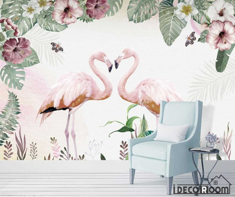 Image of Nordic  flamingo indoor wallpaper wall murals IDCWP-HL-000080