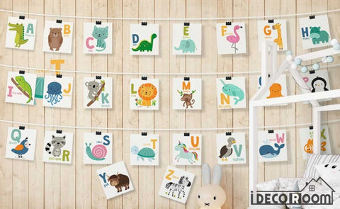 Image of Nordic Cartoon Animal 26 Letter Theme wallpaper wall murals IDCWP-HL-000082