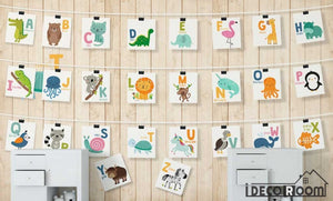 Nordic Cartoon Animal 26 Letter Theme wallpaper wall murals IDCWP-HL-000082