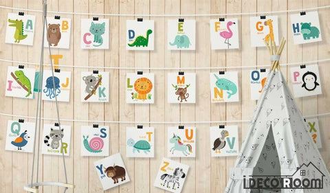 Image of Nordic Cartoon Animal 26 Letter Theme wallpaper wall murals IDCWP-HL-000082