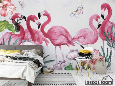 Image of Nordic modern  flamingo leaves wallpaper wall murals IDCWP-HL-000116