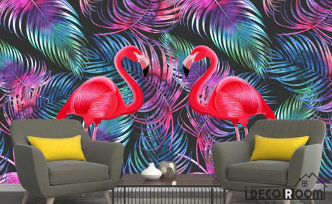 Image of Scandinavian tropical plant Flamingo  wallpaper wall murals IDCWP-HL-000129