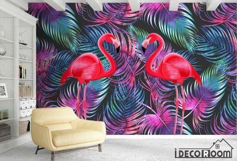 Image of Scandinavian tropical plant Flamingo  wallpaper wall murals IDCWP-HL-000129