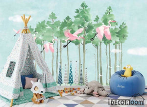 Nordic  flamingo forest wallpaper wall murals IDCWP-HL-000147