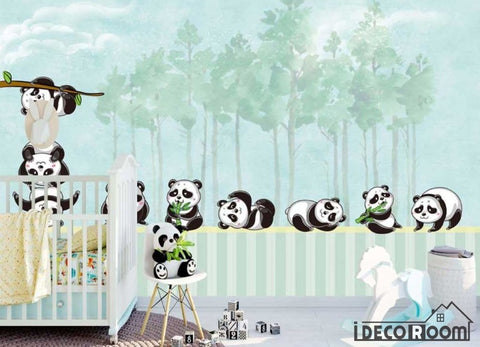 Image of Nordic cartoon  panda forest wallpaper wall murals IDCWP-HL-000148